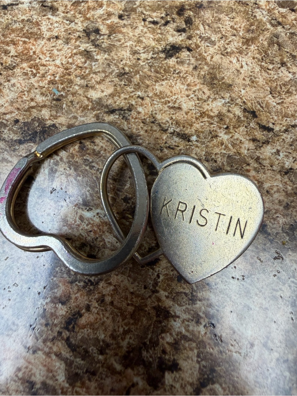 Kristin Personalized Heart Keychain Silver Tone Engraved Name Key Ring